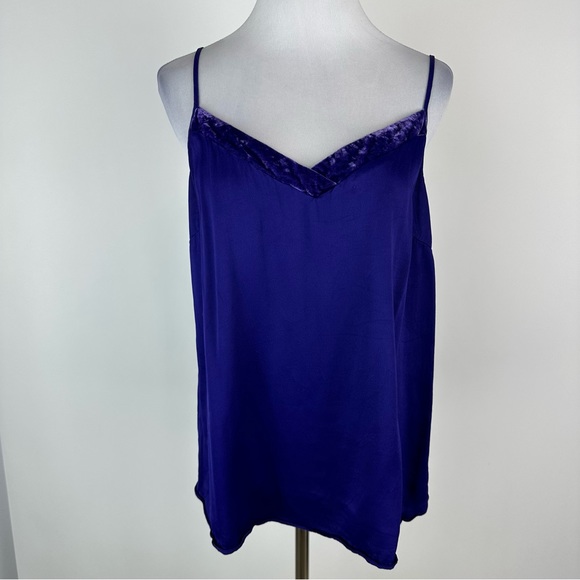 Anthropologie Tops - Anthropologie Floreat Purple Velvet Trim Cami Top Size Large